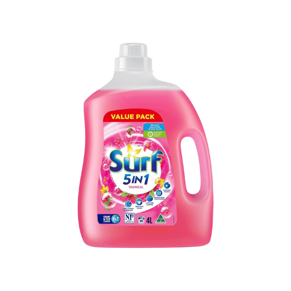 Surf Liquid Washing Detergent Tropical 80W in 4L Bottle