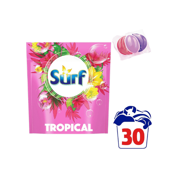 Surf Tropical Detergent Capsules 30 Washes in Convenient 390g Pack