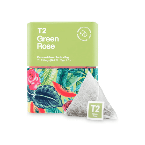 T2 Green Rose Tea 25 Green Teabags in T2 Icon Tin A Floral Green Tea Experience