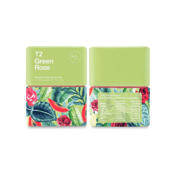 T2 Green Rose Tea 25 Green Teabags in T2 Icon Tin A Floral Green Tea Experience