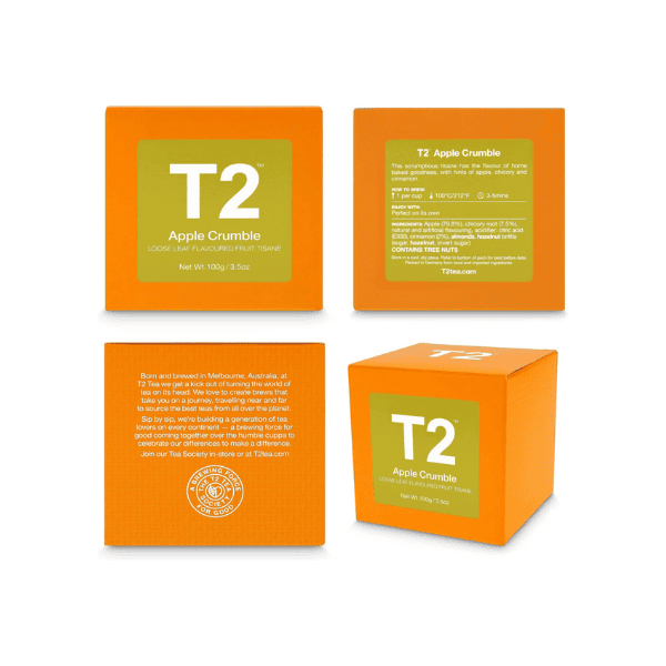 T2 Apple Crumble Loose Leaf Tea 100g in Gift Cube Sweet & Fruity Flavour