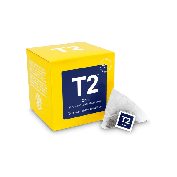 T2 Tea Chai 25 Tea Bags of Fragrant Bold Chai Black Tea for a Warming Brew