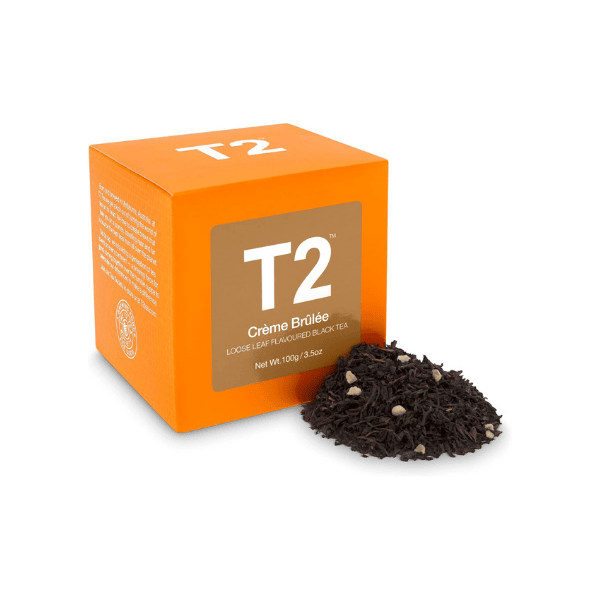 T2 Crème Brûlée Loose Leaf Black Tea A Sweet Indulgence 100g Gift Cube