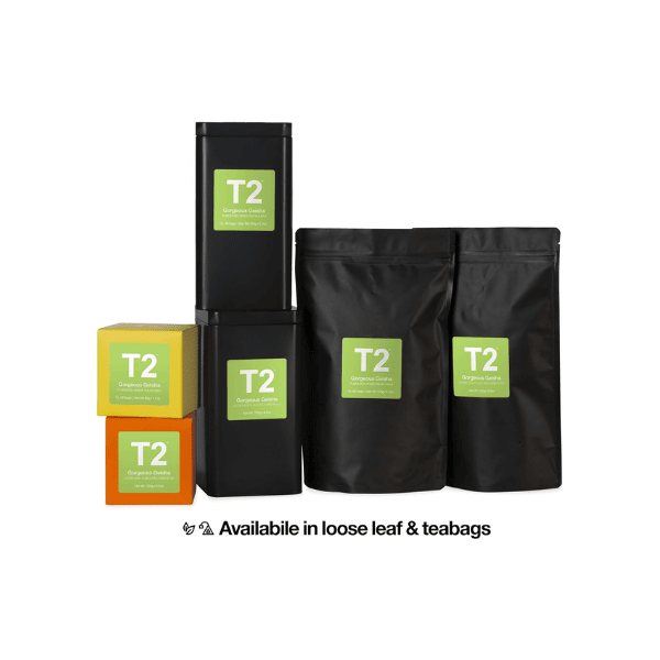 T2 Tea Gorgeous Geisha Green Tea 25 Tea Bags in Box for a Premium Floral Green Tea