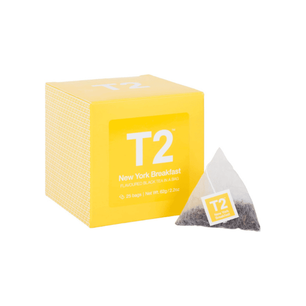 T2 Tea New York Breakfast Black Tea 25 Tea Bags for a Rich Full-Flavored Breakfast