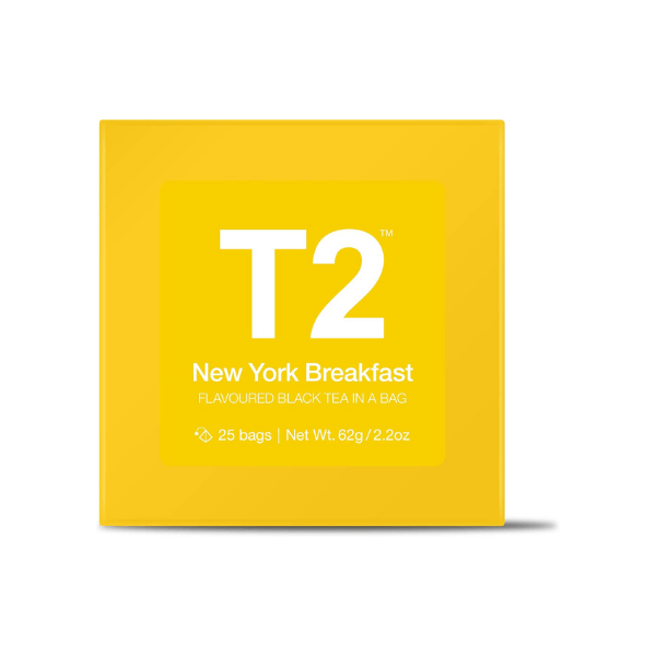 T2 Tea New York Breakfast Black Tea 25 Tea Bags for a Rich Full-Flavored Breakfast