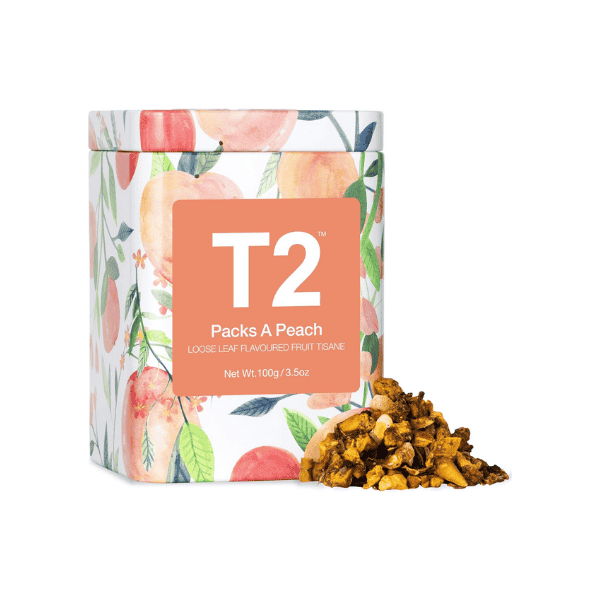 T2 Icon Tin Peach Fruit Tea 100g Loose Leaf Tea for Fresh Flavour