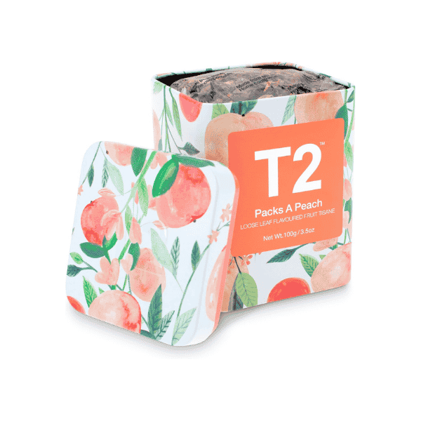 T2 Icon Tin Peach Fruit Tea 100g Loose Leaf Tea for Fresh Flavour