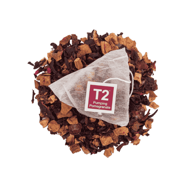 T2 Tea Pumping Pomegranate Iced Tea Bags 25 Count Box for Refreshing Iced Drinks