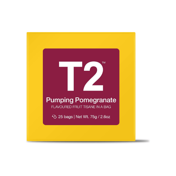 T2 Tea Pumping Pomegranate Iced Tea Bags 25 Count Box for Refreshing Iced Drinks