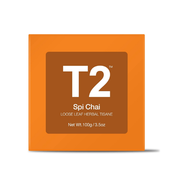 T2 Tea Spi Chai Herbal Tea 100g Loose Leaf in Gift Cube for Bold Spicy Flavours