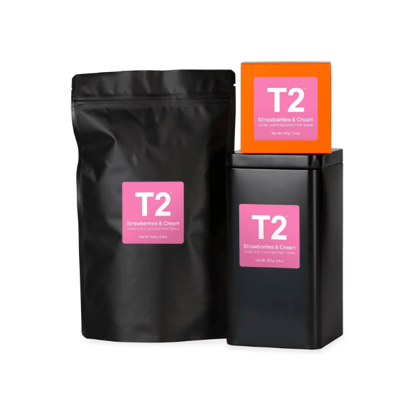 T2 Strawberries & Cream Iced Tea 100g Loose Leaf Tea for Sweet Refreshing Moments