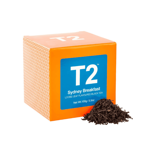 T2 Sydney Breakfast Loose Leaf Black Tea 100g in Luxurious Gift Cube