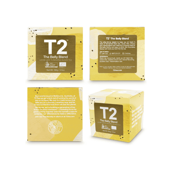 T2 The Belly Blend 100g Loose Leaf Tea in Feature Cube for Digestive Relief