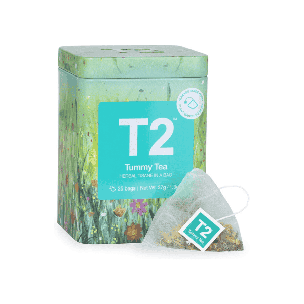 T2 Tea Tummy Tea 25 Herbal Tea Bags in Icon Tin for Stomach Soothing & Comfort