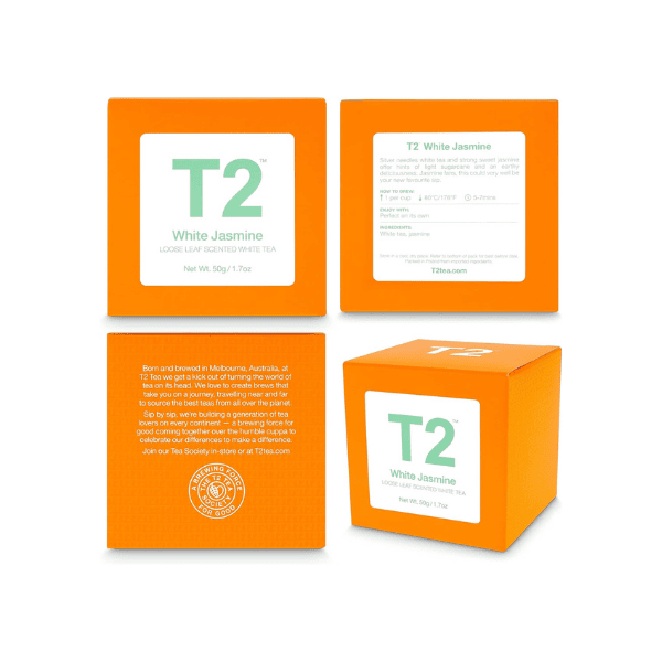 T2 Tea White Jasmine 50g Loose Leaf with Silver Needles Sweet Jasmine