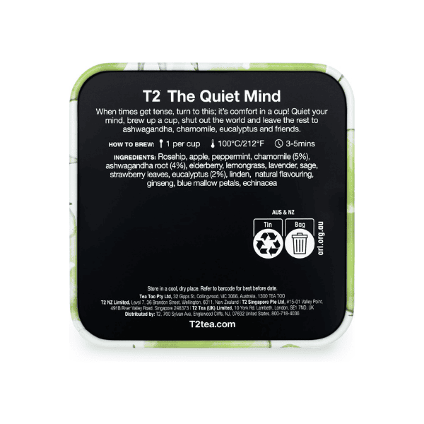 T2 Quiet Mind Loose Leaf Herbal Tea 50g Tisane in Icon Tin for Soothing Calm