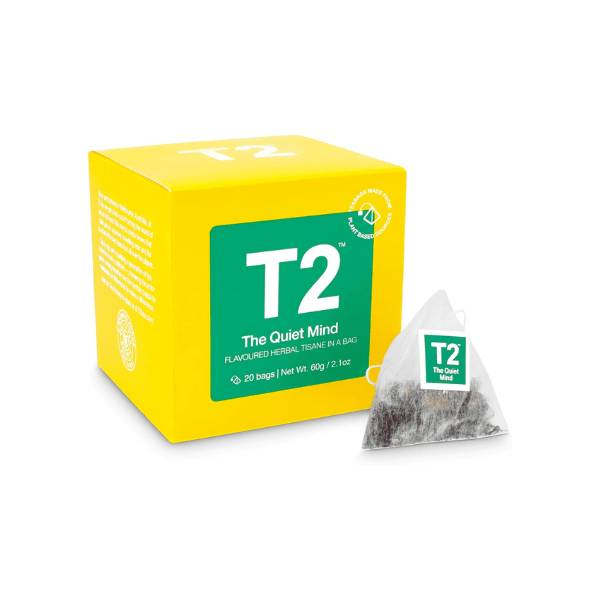 T2 The Quiet Mind 60g Teabags for Relaxation & Focus in Feature Cube