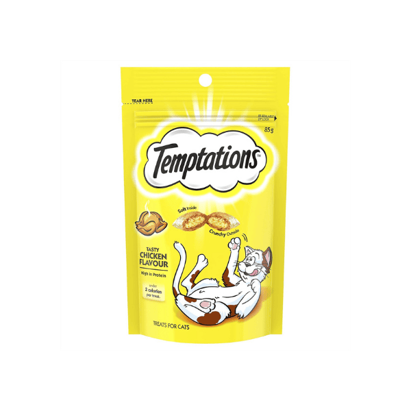 TEMPTATIONS 6 Pack Tasty Chicken Flavour 85g of Crunch Your Cat Will Love