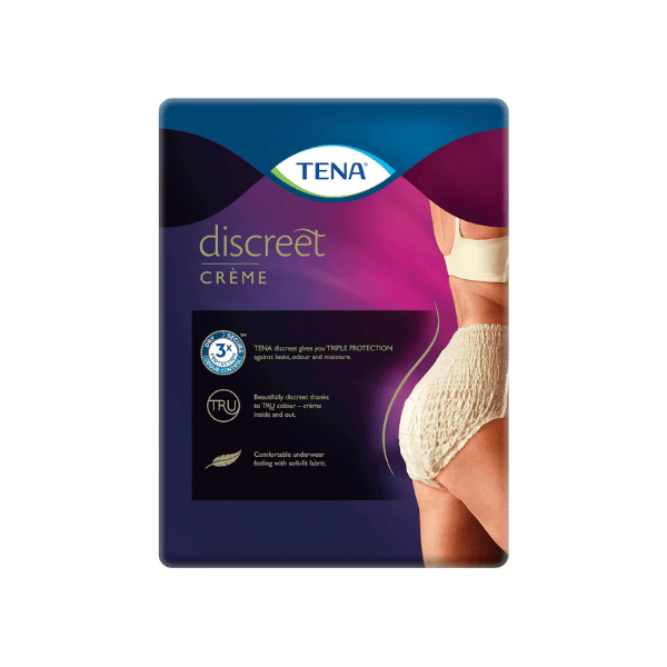 TENA Discreet High Waist Incontinence Underwear Creme Large 8 Pairs per Pack