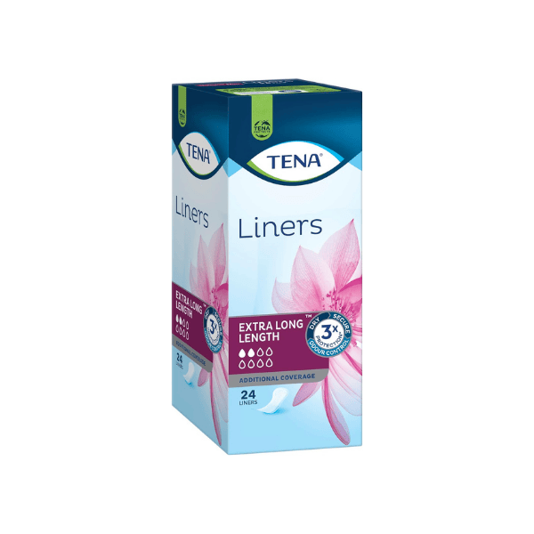 TENA Extra Long Length Liner for Light Incontinence 24 Count Soft Absorbent and Reliable