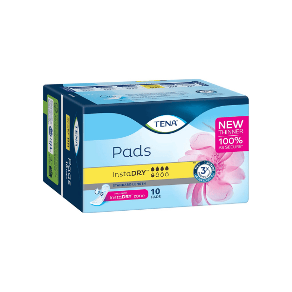 TENA InstaDRY Pads for Light to Moderate Incontinence Standard Length 10 Count