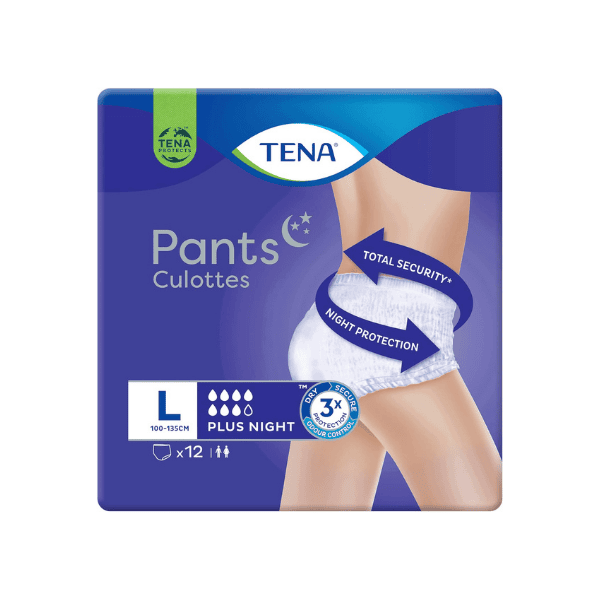 TENA Night Pants Large Pack of 12 Heavy Incontinence Protection for Unisex All-Night Comfort