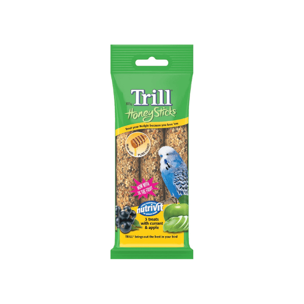 TRILL Honeystick for Budgies 3 Pack 105g Nutritious Honey Treats for Your Budgies