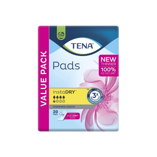 TENA Lady Pads Standard Length InstaDRY Technology 20 Pieces