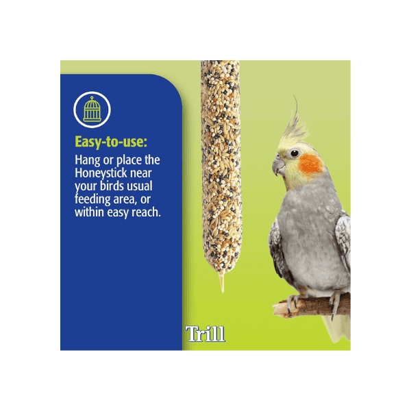 Trill 3-Pack Cockatiel Honey Sticks Enriched Bird Food with Vitamins Minerals and Nuts