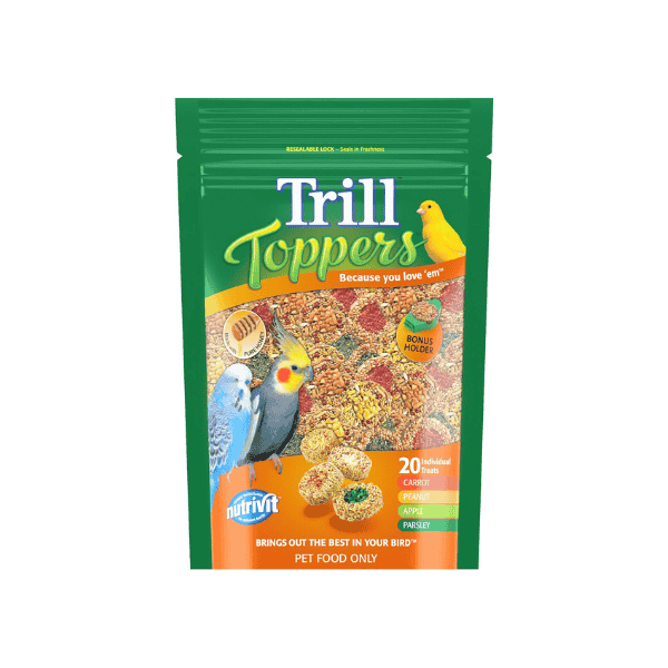 Trill Toppers Premium Bird Treats 20-Pack of Millet Seed Disks with Healthy Toppings for Pet Birds