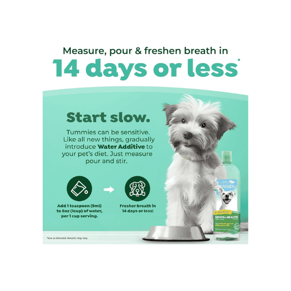 TropiClean Fresh Breath Dental Health Water Additive for Dogs 1L No Brushing Required