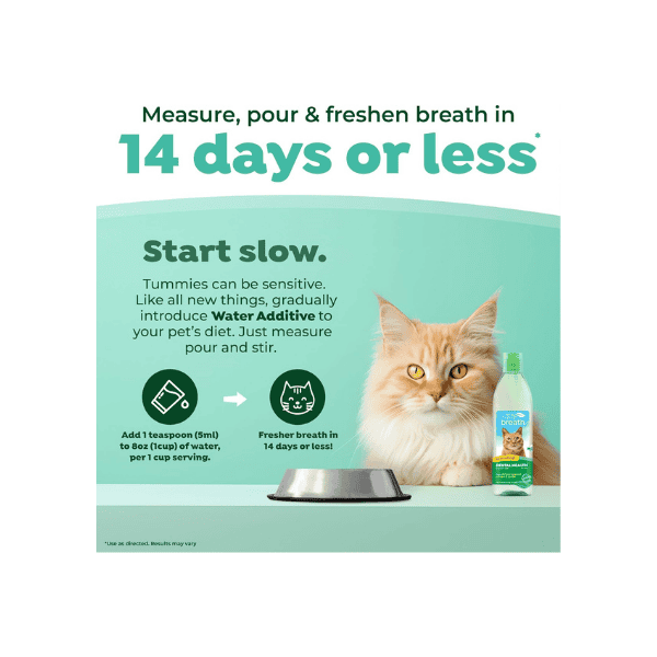 TropiClean Fresh Breath Dental Health Water Additive for Cats 473mL Easy Oral Care