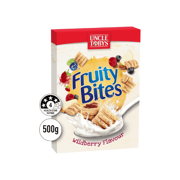 UNCLE TOBYS Fruity Bites Wildberry Cereal Perfect for Breakfast 500g