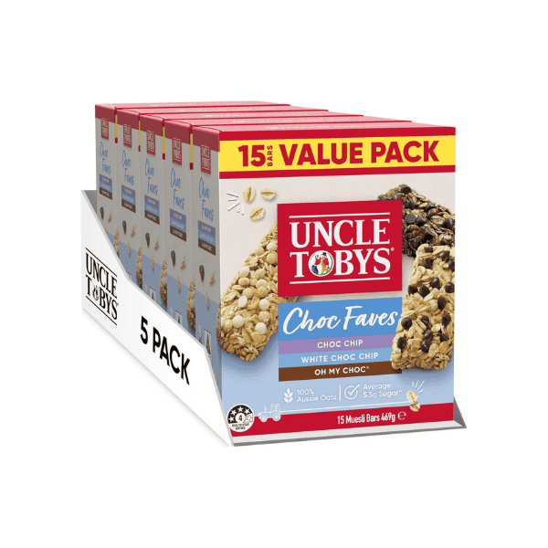 Uncle Tobys Choc Lovers Muesli Cereal Bars Perfect for On-the-Go Snacking 75 Count