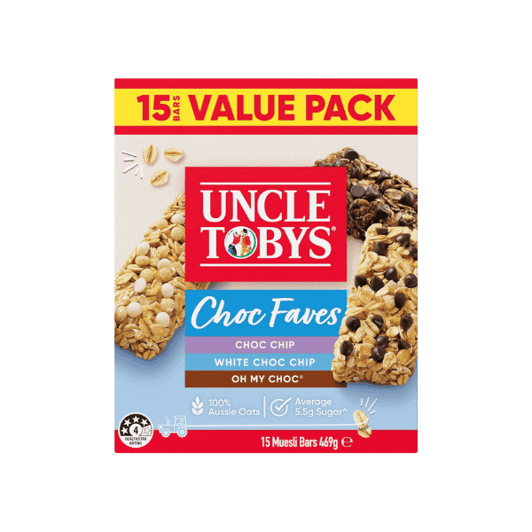 Uncle Tobys Choc Lovers Muesli Cereal Bars Perfect for On-the-Go Snacking 75 Count