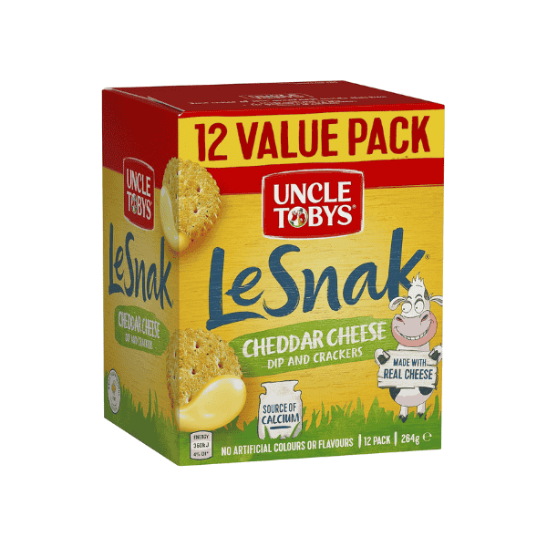 Uncle Tobys Le Snak Cheddar Cheese Snack Bars Cheesy Flavor in Every Bite 264 g 12-Pack