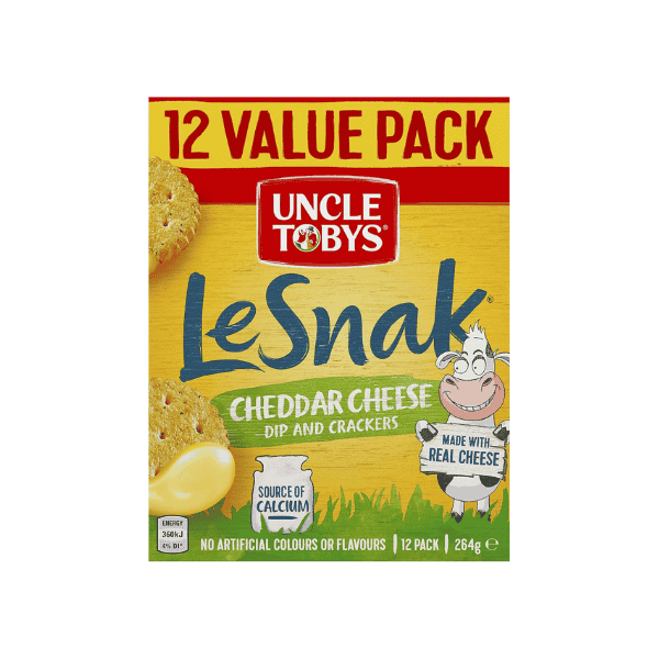 Uncle Tobys Le Snak Cheddar Cheese Snack Bars Cheesy Flavor in Every Bite 264 g 12-Pack