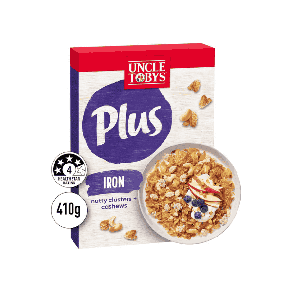 Uncle Tobys Breakfast Cereal Cashews & Nutty Clusters Packed with Iron 410 g