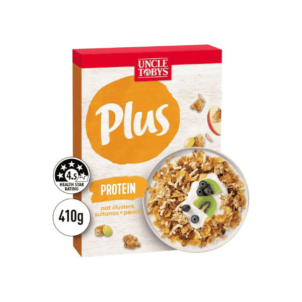 Uncle Tobys Plus Protein The Perfect Peach & Sultanas Breakfast Cereal 410 g