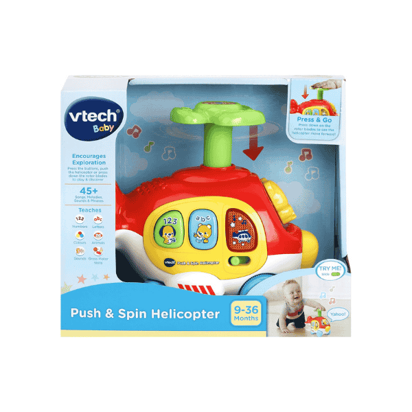 VTech 513903 Push & Spin Helicopter Multicolor Electronic Toy for Kids