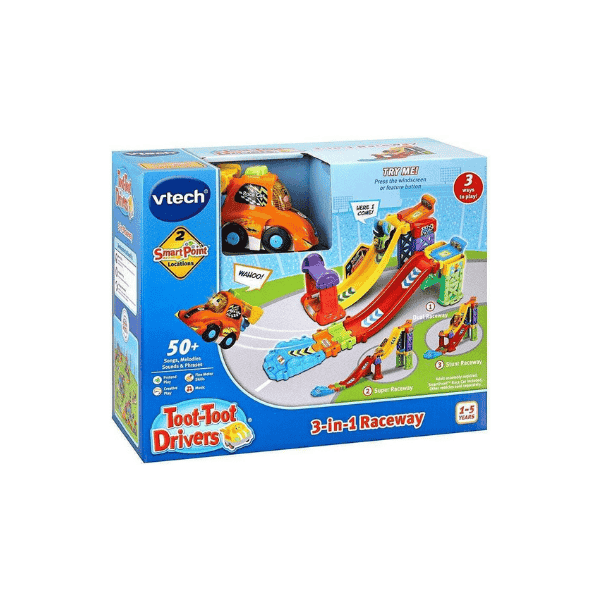 VTech 527503 Toot Toot Drivers 3 in 1 Raceway  Colorful Interactive Race Track Set for Kids