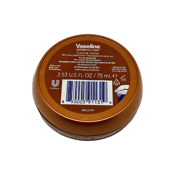 Vaseline Intensive Care Cocoa Body Cream 75ml Rich Moisture for Dry & Rough Skin