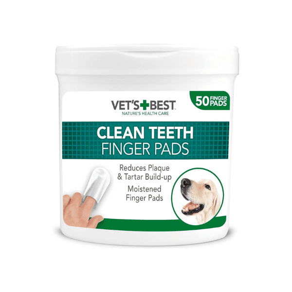 Vet's Best Dog Teeth Finger Pads 50 Pack Vet Approved Natural Tartar Remover & Breath Freshener