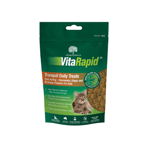 Vetalogica VitaRapid Relaxing Treats for Cats 100g Natural Calm for Stress & Anxiety