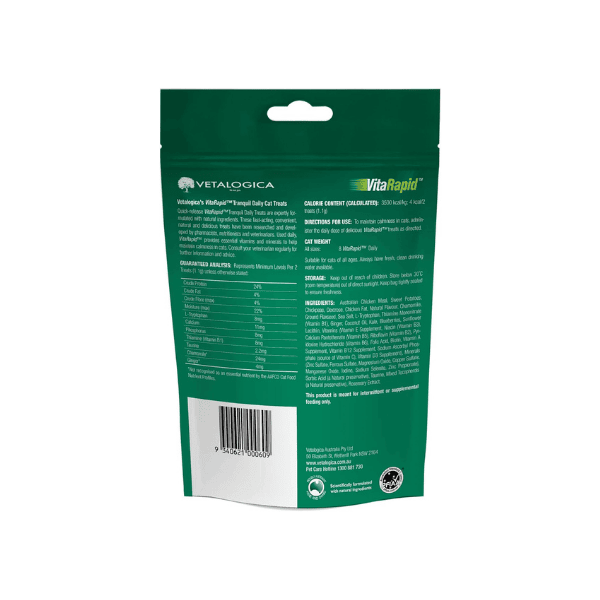 Vetalogica VitaRapid Relaxing Treats for Cats 100g Natural Calm for Stress & Anxiety