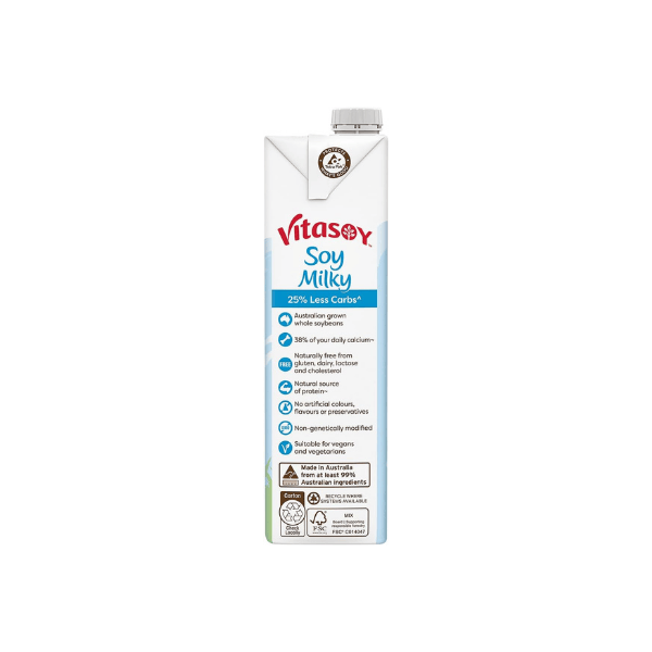 Vitasoy Milky Lite Long Life Soy Milk 1L (12 Pack) - Creamy Healthy Dairy Alternative