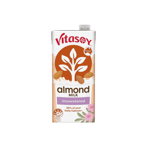 Vitasoy Unsweetened Long Life Almond Milk 1L (12 Pack) - Healthy Dairy Free Alternative