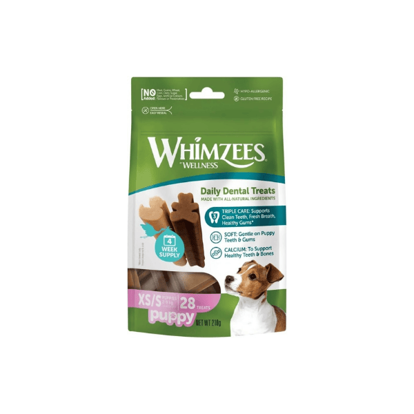 WHIMZEES Puppy Dental Treats 2-9kg Extra Small/Small Natural Daily Chews 28 Pack