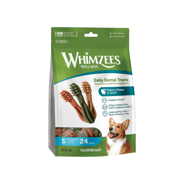 WHIMZEES Small Dog Toothbrush Chews 7-12kg  24 Pack Natural Daily Dental Treats